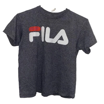 Boys M Fila Spell out T Shirt Vtg Gray  - Image 1 of 4