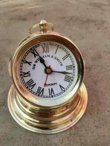 ntique Marine Clock KELVIN & HUGHES Working Ship Binnacle Brass Clock Table Top - Picture 1 of 5