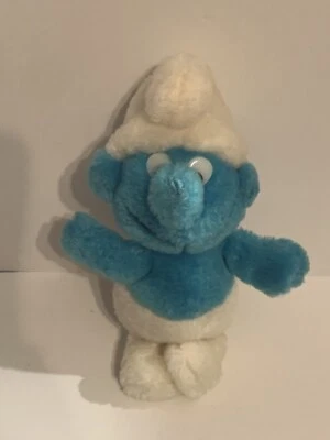 Peluche pequeño vintage de los Pitufos 6,5” Peyo Russ Berrie & Co 1981 hecho en Corea Foto 1 de 4