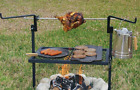 Rotisserie Grill Outdoor Campfire Cooking Camping Equipment Kitchen Patio 24x16