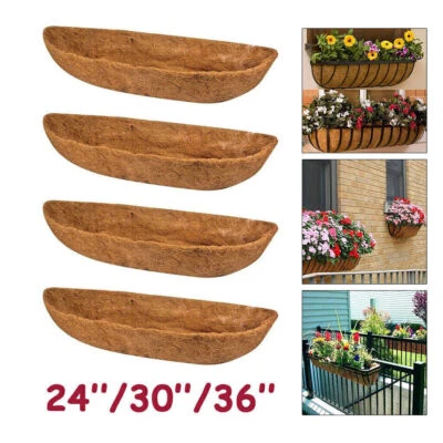 24-48'' Trough Coco Liner Planting Flower Wall Hanging Basket Planter Window Box - Image 1 of 4