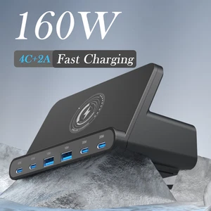160W Wireless Charging Station 6-Port Multi USB Type-C 65W PD Fast Charger Phone - Picture 1 of 14