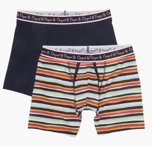 New ORIGINAL PENGUIN Men's Boxer Briefs Paint Stripe & Navy Blue 2-Pack Large - Picture 1 of 3