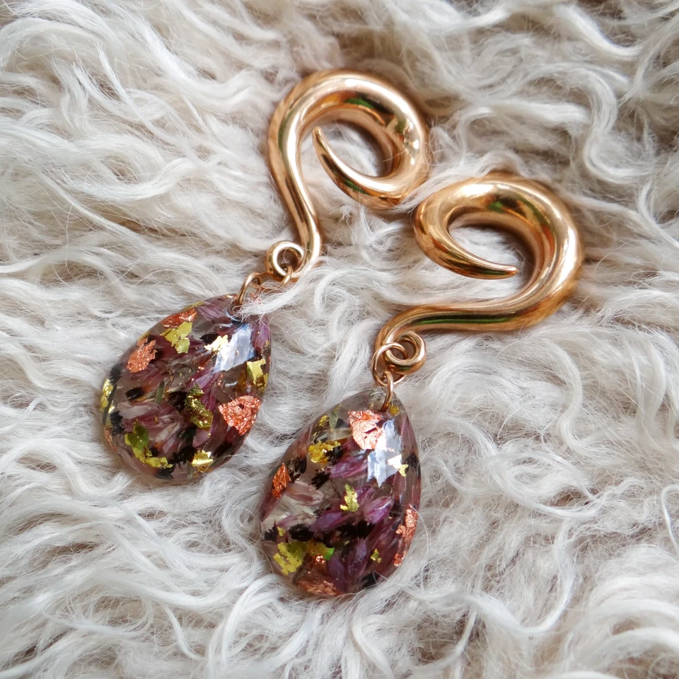 Pendientes Medidores de Flores Erica Brezo Pesos de Oreja 0g Joyería Túneles Calibre 00 Foto 1 de 4