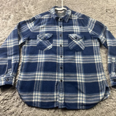 Wallace & Barnes Flannel Shirt Men's Large Blue Plaid Check Button Up Cotton - Image 1 of 4