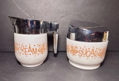 Juego Retro MCM Vintage Oro Gemco Mariposa Patrón Crema Y Azúcar Foto 1 de 4