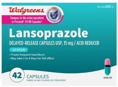 (2) Paquete - Cápsulas de liberación retardada de lansoprazol 24 horas, reductor de ácido caducidad 26/10 Foto 1 de 3