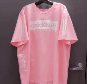 Adidas Originals T Shirt Size M Japanese Script Pink White Logo - Picture 1 of 4