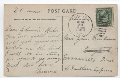 1909 English IN 1ct franklin postcard duplex handstamp [7002.31] - Image 1 of 3