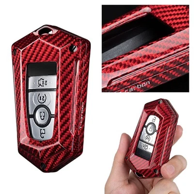 Kohlefaser Rot Schlüsselanhänger Hülle für Ford Fusion F150 Mondeo Edge Ecosport - Image 1 of 4