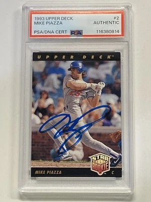 1993 Upper Deck Mike Piazza #2 RC Auto Autograph Signed Dodgers PSA DNA - Image 1 of 2