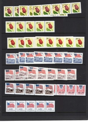 29 to 44 cent Plate number coil Strips of 5, Mint NH, Face Value $156.00 - Image 1 of 4