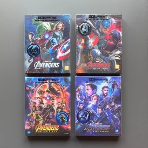 AVENGERS 1 - 4 STEELBOOK LENTICULAR B2 SET  [4K UHD+3D+2D] WEET COLLECTION - Picture 1 of 2