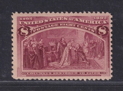 United States Scott 236 MNH 1893 8¢ Brown Purple Columbian Exposition SCV $140 - Image 1 of 2