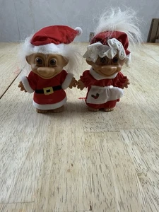 Vintage RUSS Santa and Mrs. Claus Christmas 5" Troll Dolls Pair Doll - Picture 1 of 5
