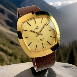 RARE VINTAGE ERMANO INCABLOC TV 17 JEWELS SWISS MADE HANDWIND MEN'S WATCH  - Picture 1 of 10