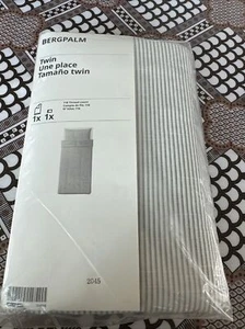 IKEA Bergpalm Grey Striped 100% Cotton Twin Buttoned Duvet Cover & Pillow SetNew - Picture 1 of 4