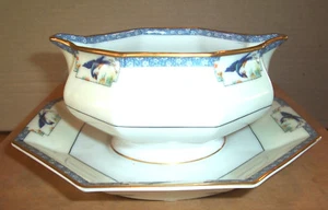 Haviland Limoges CALCUTTA Porcelain GRAVY BOAT Sauce Serving Bowl + Underplate - Picture 1 of 4