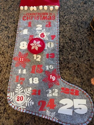 Hallmark Countdown to Christmas Stocking Advent Calendar Felt Gray Red White  - Image 1 of 4