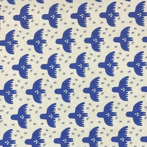 Cartoon Flying Bird Blue Sewing Quilting Fabric Cotton FQ - Picture 1 of 3