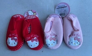 Hello Kitty By Sanrio Pink And Red Lot Of 2 Slip On Baby Slippers Size Small 8.5 - Picture 1 of 7