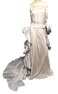 Maxi Vestido Largo Drapeado Roseta Volantes Pasarela Vintage Valentino IT 44 / US 8 - Imagen 1 de 10