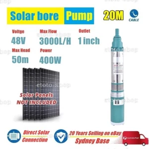 Submersible 400W 48V SOLAR BORE WATER PUMP 50M Head + 20M Cable - Picture 1 of 3