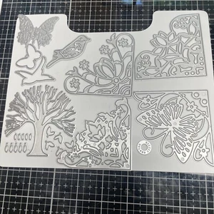 LOT OF CUTTING DIES FLOWERS LEAVES BIRDS TREE BUTTERFLY  WHITE PAGE NOT INCLUDED - Picture 1 of 5