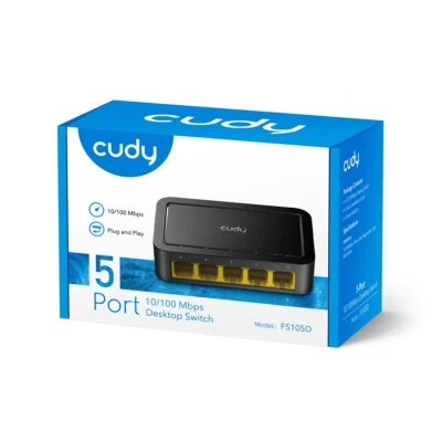 Switch 5 Porte 100Mbps Rete Lan Mbit Cudy Fs105d Plug & Play Mini Hub Ethernet - Immagine 1 di 4