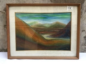 DIPINTO OLIO SU TELA PAESAGGIO MONTAGNE QUADRO CORNICE IN LEGNO ZULLI 1969 - Imagen 1 de 6