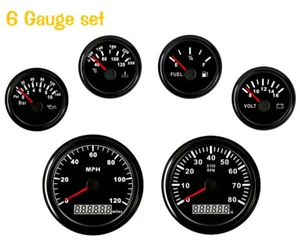 Juego de 6 Calibre 120MPH GPS Velocímetro Tacómetro Combustible Voltios Aceite Temperatura Rojo LED 9-32V - Imagen 1 de 9