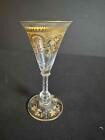 Antique Moser Bohemian Raised Gold Scrollwork & Floral Cut Glass Water Goblets