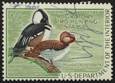 U.S. Used Stamp Scott #RW35 $3 Federal Duck Hunting. Fine - Very Fine. Choice! - Image 1 of 2