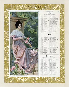 "L'ÉTÉ 1902" Calendrier original entoilé LES MODES 1902 par Octave GUILLONNET - Imagen 1 de 1