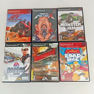 PS2 Driving Game Bundle - Simpsons, Burnout, ATV, Metal X, NASCAR, Monster Jam - Picture 1 of 13