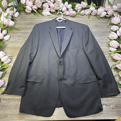 DKNY Mens Blazer Jacket Size 46R Dark Gray WoolMark Pure Wool Made In Canada - Image 1 of 4