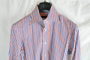 DSquared2 NEW Red Blue Mens 50 40 Button Down Stripe Shirt $695 XL L