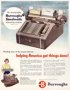 1951 Burroughs: Sensimatic Accounting Machine Vintage Print Ad - Picture 1 of 1