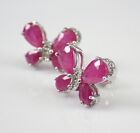 14K White Gold Ruby and Diamond Butterfly Earrings Unique Jewelry Gifts
