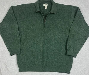 Suéter de Lana de Cordero LL Bean Vintage Para Hombres XL Verde 1/4 Cremallera Acanalado Años 90 Y2K Academia - Imagen 1 de 12