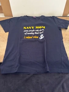 Navy Mom T-Shirt, Size S, V-Neck - Picture 1 of 6