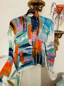 Damen Vintage Stil Retro Pop Art Langarm Mode Top - dick - Stretch - Bild 1 von 6