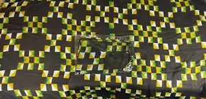 Negro Verde Blanco Amarillo Triángulo cuadrado Impresión Cabeza Cuello Bufanda 6Ft X 40Inch Nuevo - Imagen 1 de 5