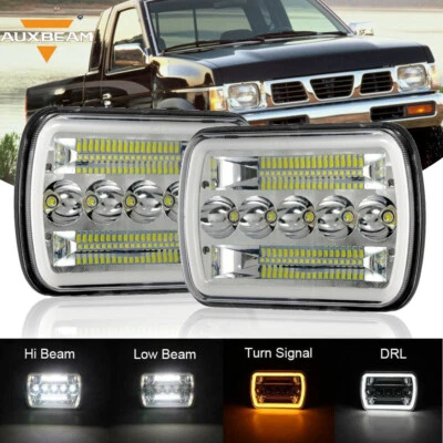 AUXBEAM 7x6" 5x7" Led Headlights Hi-Lo Turn For 1983-1997 Nissan Pickup Hardbody - Image 1 of 4