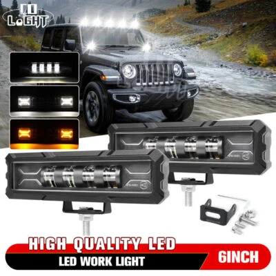 2X 6 Zoll 12-24V LED Lichtleiste Arbeitslicht Nebelscheinwerfer Tagfahrlicht DRL - Bild 1 von 4