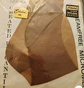 Medias vintage c1950 talla 10,5 fin de semana reforzadas tacón puntera derecha bronceado A4 - Imagen 1 de 2