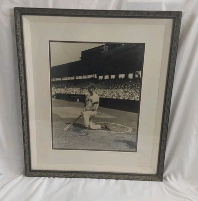 Ted Williams Kneeling at Home Plate Shadow Box Black Frame Photo- Boston Red Sox - Image 1 of 4