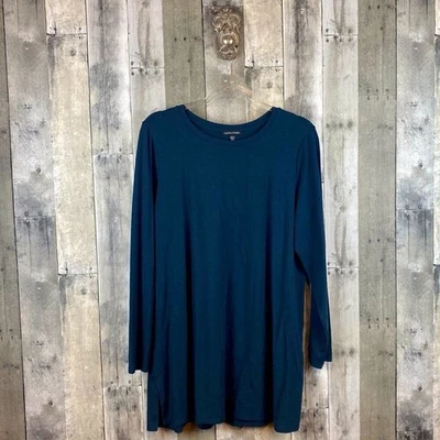 Mini vestido Eileen Fisher verde azulado oscuro talla grande. Foto 1 de 4