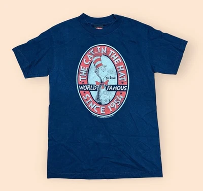 Vintage Y2K Dr Seuss The Cat In The Hat T Shirt Men’s Small Blue Vtg 2000s - Image 1 of 4