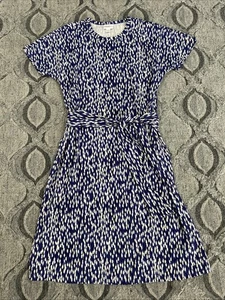 LuLaRoe Marly Shirt Dress Size Small Blue White Jersey Knit Pockets Sash Belt - Picture 1 of 4